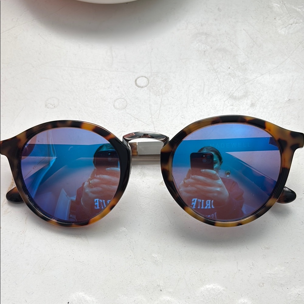 Madewell Tortoise Shell Sunglasses with Blue Lenses